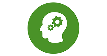 A head with cogs