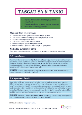 image of page 1 of Starters for Science supporting notes in Welsh